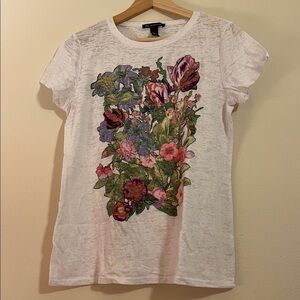 INC International Concepts Floral Top with Purple and Green Hues